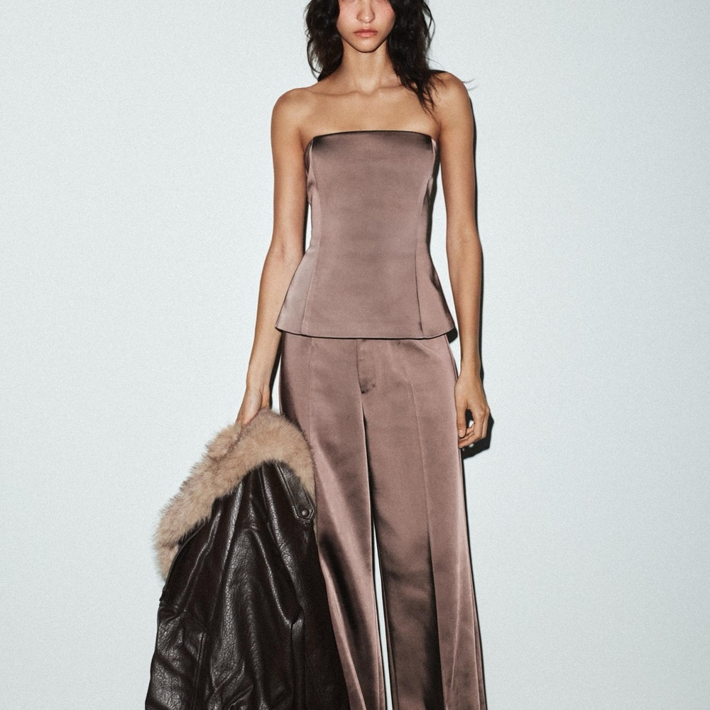 Zara satin strapless top